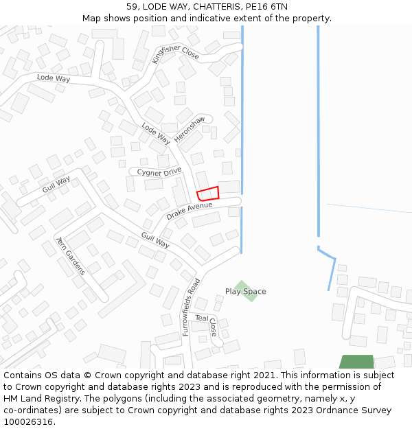 59, LODE WAY, CHATTERIS, PE16 6TN: Location map and indicative extent of plot