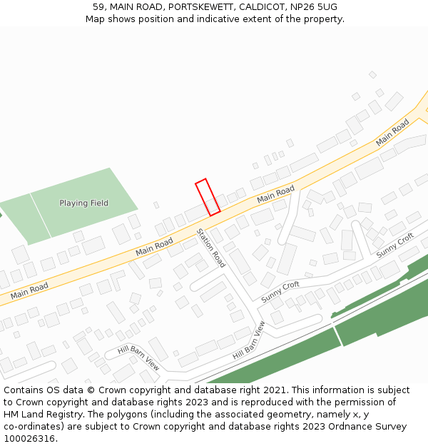59, MAIN ROAD, PORTSKEWETT, CALDICOT, NP26 5UG: Location map and indicative extent of plot