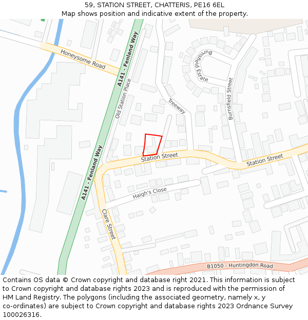 59, STATION STREET, CHATTERIS, PE16 6EL: Location map and indicative extent of plot