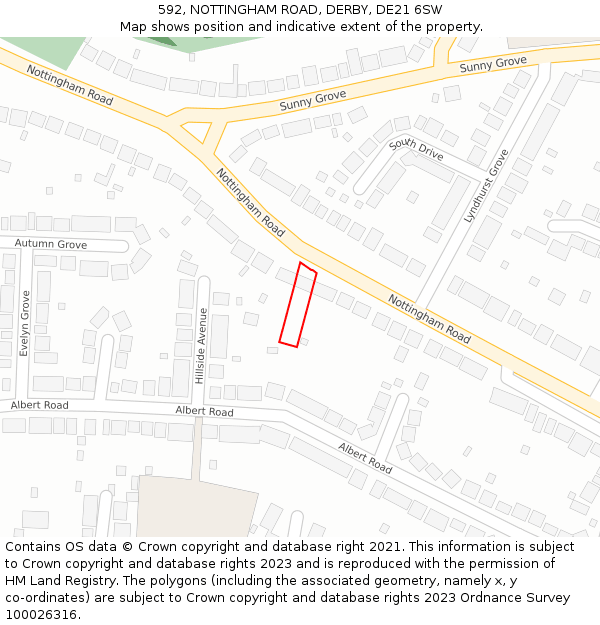 592, NOTTINGHAM ROAD, DERBY, DE21 6SW: Location map and indicative extent of plot