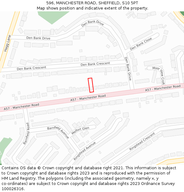 596, MANCHESTER ROAD, SHEFFIELD, S10 5PT: Location map and indicative extent of plot