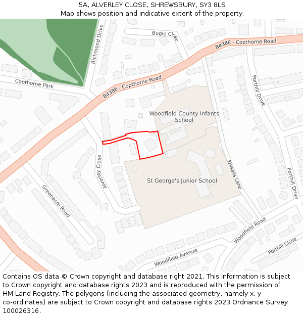 5A, ALVERLEY CLOSE, SHREWSBURY, SY3 8LS: Location map and indicative extent of plot