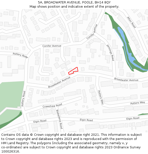 5A, BROADWATER AVENUE, POOLE, BH14 8QY: Location map and indicative extent of plot