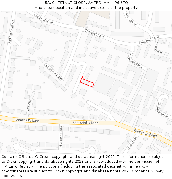 5A, CHESTNUT CLOSE, AMERSHAM, HP6 6EQ: Location map and indicative extent of plot