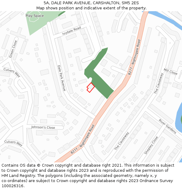 5A, DALE PARK AVENUE, CARSHALTON, SM5 2ES: Location map and indicative extent of plot