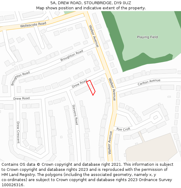 5A, DREW ROAD, STOURBRIDGE, DY9 0UZ: Location map and indicative extent of plot