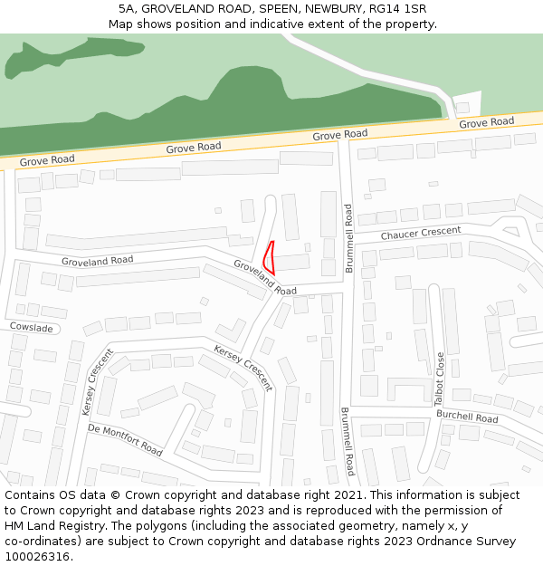 5A, GROVELAND ROAD, SPEEN, NEWBURY, RG14 1SR: Location map and indicative extent of plot