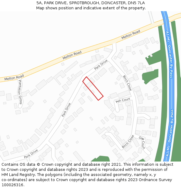 5A, PARK DRIVE, SPROTBROUGH, DONCASTER, DN5 7LA: Location map and indicative extent of plot