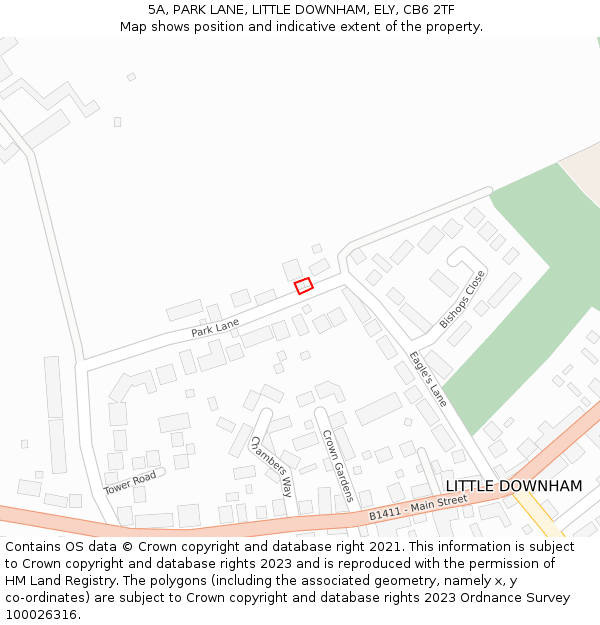 5A, PARK LANE, LITTLE DOWNHAM, ELY, CB6 2TF: Location map and indicative extent of plot