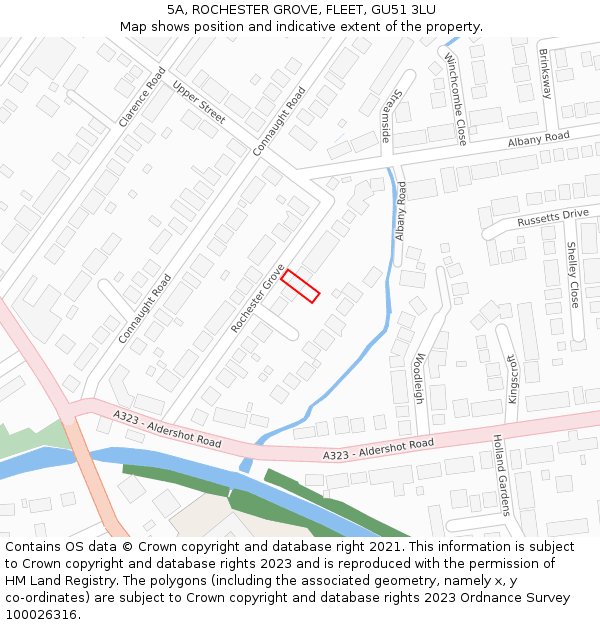 5A, ROCHESTER GROVE, FLEET, GU51 3LU: Location map and indicative extent of plot