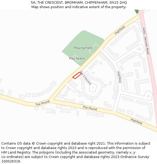 5A, THE CRESCENT, BROMHAM, CHIPPENHAM, SN15 2HQ: Location map and indicative extent of plot