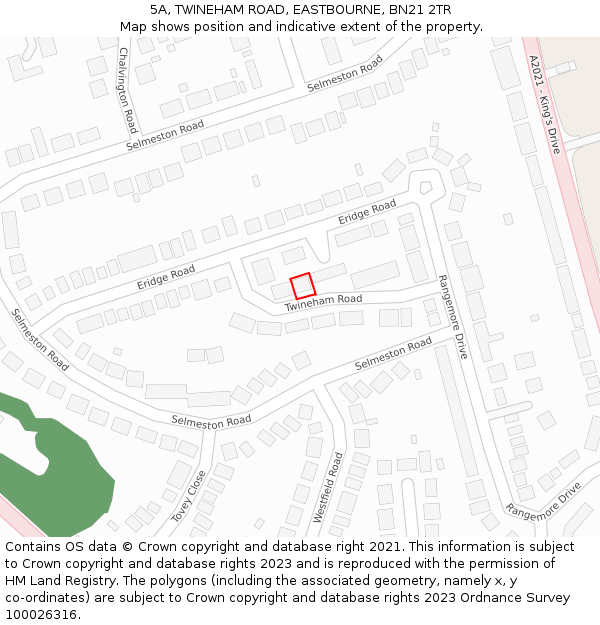 5A, TWINEHAM ROAD, EASTBOURNE, BN21 2TR: Location map and indicative extent of plot