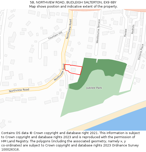 5B, NORTHVIEW ROAD, BUDLEIGH SALTERTON, EX9 6BY: Location map and indicative extent of plot