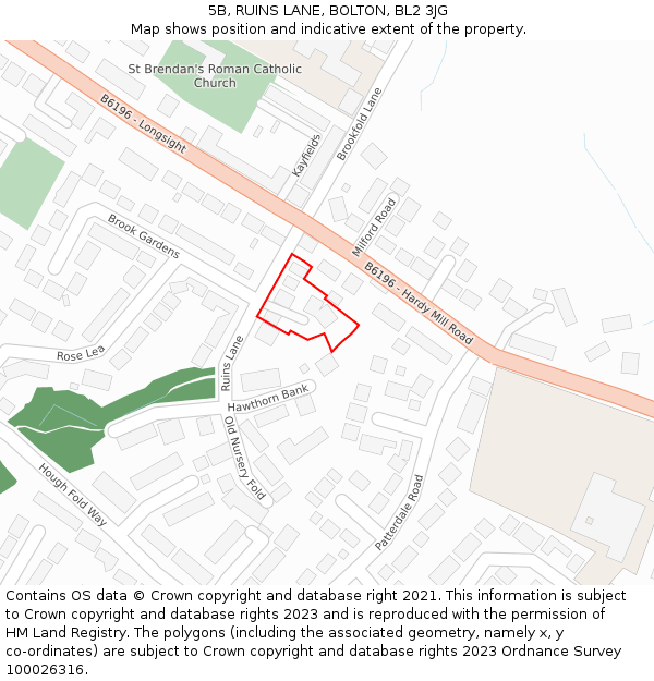 5B, RUINS LANE, BOLTON, BL2 3JG: Location map and indicative extent of plot