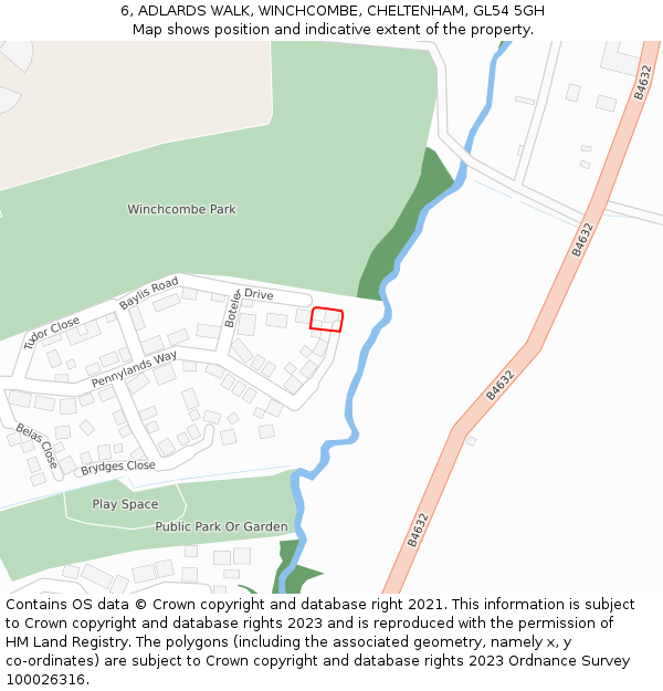 6, ADLARDS WALK, WINCHCOMBE, CHELTENHAM, GL54 5GH: Location map and indicative extent of plot