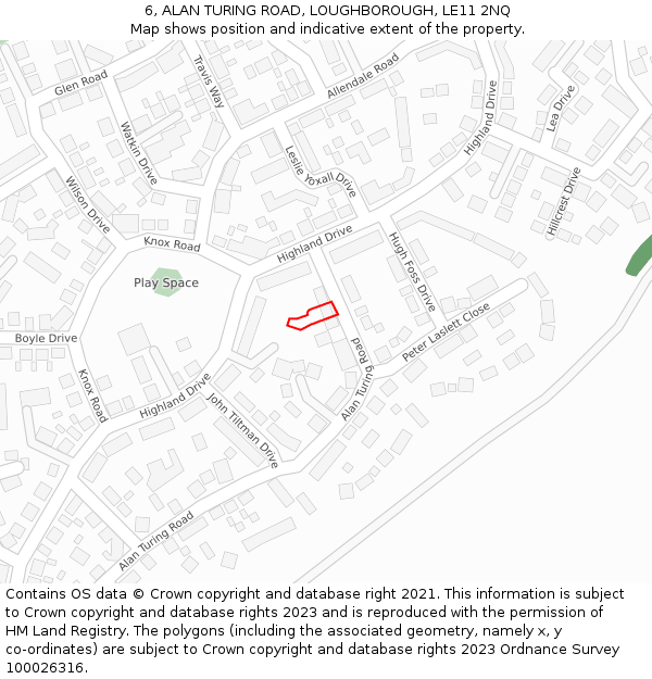 6, ALAN TURING ROAD, LOUGHBOROUGH, LE11 2NQ: Location map and indicative extent of plot