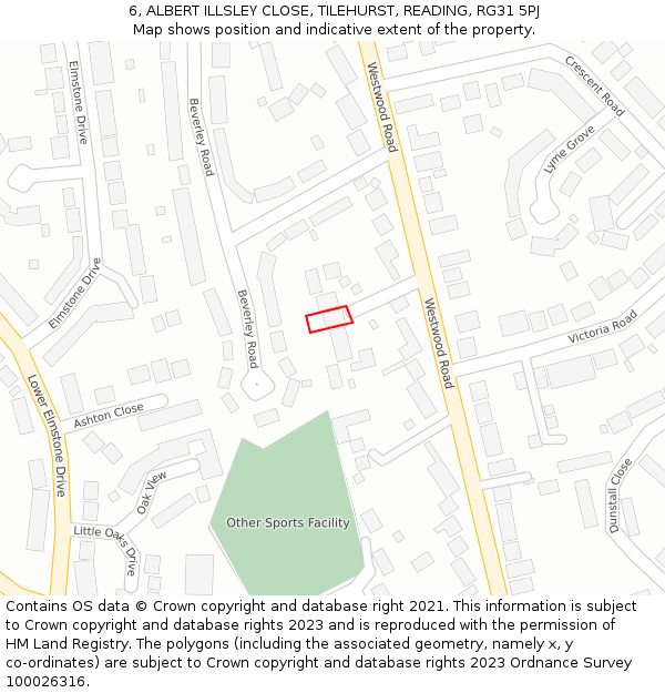 6, ALBERT ILLSLEY CLOSE, TILEHURST, READING, RG31 5PJ: Location map and indicative extent of plot