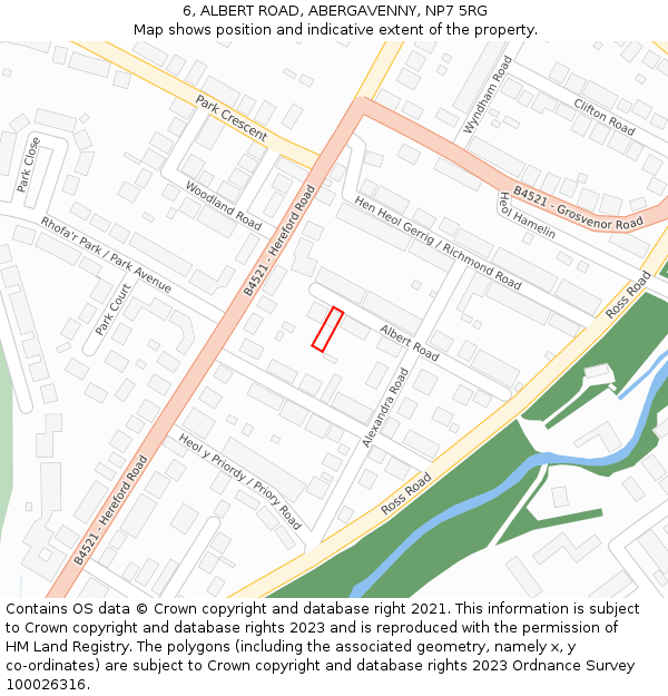6, ALBERT ROAD, ABERGAVENNY, NP7 5RG: Location map and indicative extent of plot