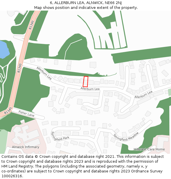 6, ALLERBURN LEA, ALNWICK, NE66 2NJ: Location map and indicative extent of plot