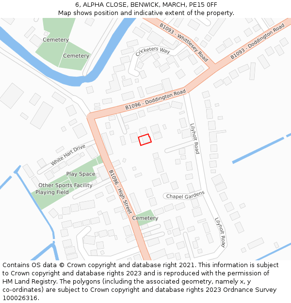 6, ALPHA CLOSE, BENWICK, MARCH, PE15 0FF: Location map and indicative extent of plot