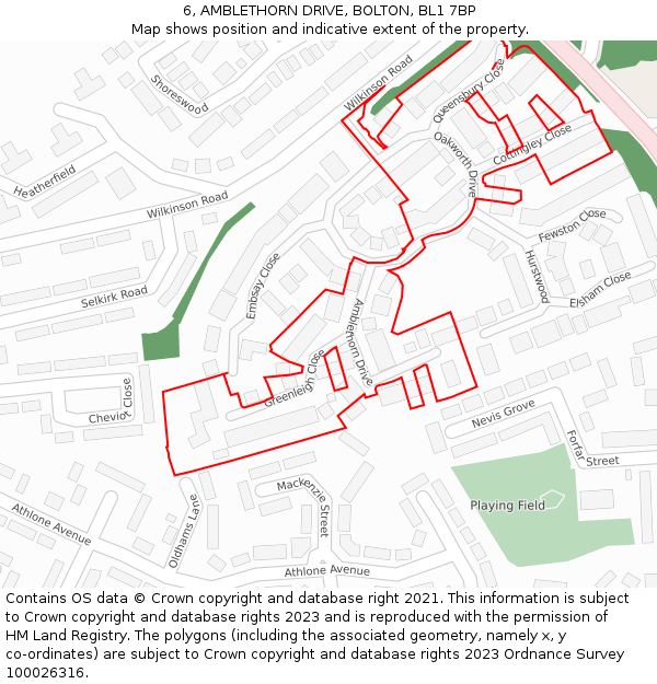 6, AMBLETHORN DRIVE, BOLTON, BL1 7BP: Location map and indicative extent of plot