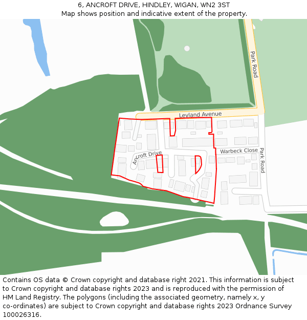 6, ANCROFT DRIVE, HINDLEY, WIGAN, WN2 3ST: Location map and indicative extent of plot