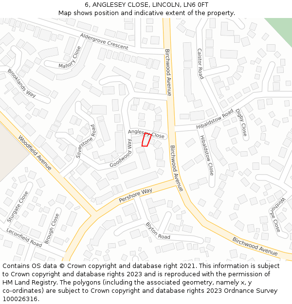 6, ANGLESEY CLOSE, LINCOLN, LN6 0FT: Location map and indicative extent of plot
