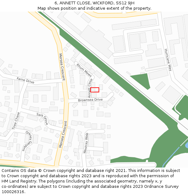 6, ANNETT CLOSE, WICKFORD, SS12 9JH: Location map and indicative extent of plot