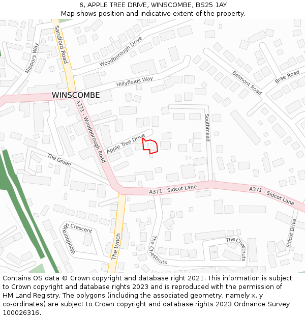 6, APPLE TREE DRIVE, WINSCOMBE, BS25 1AY: Location map and indicative extent of plot