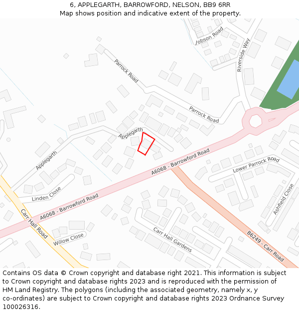 6, APPLEGARTH, BARROWFORD, NELSON, BB9 6RR: Location map and indicative extent of plot