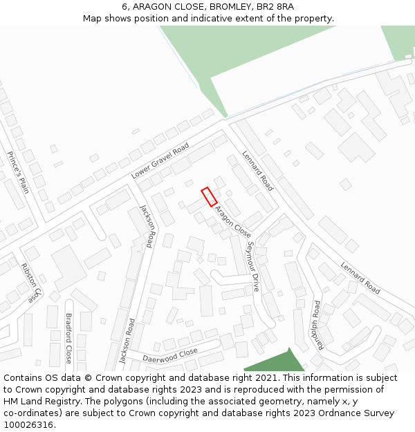 6, ARAGON CLOSE, BROMLEY, BR2 8RA: Location map and indicative extent of plot