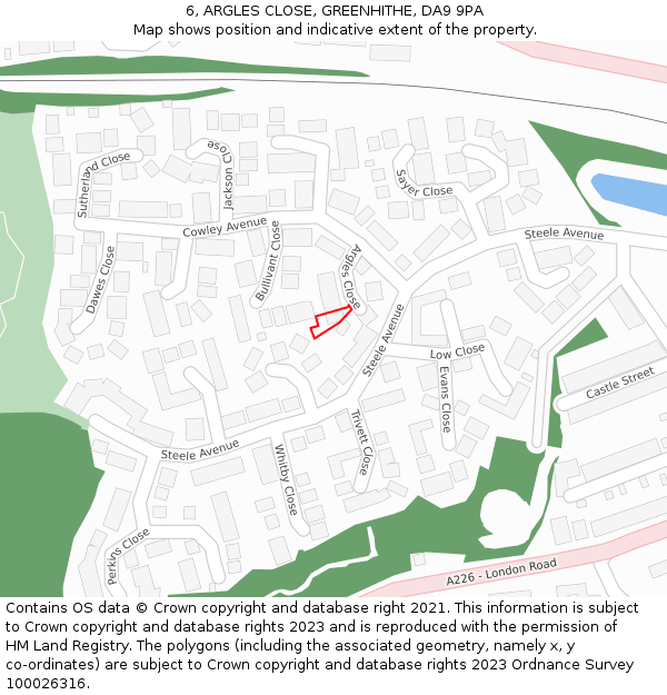 6, ARGLES CLOSE, GREENHITHE, DA9 9PA: Location map and indicative extent of plot