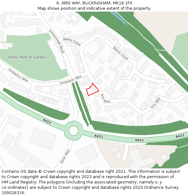 6, ARIS WAY, BUCKINGHAM, MK18 1FX: Location map and indicative extent of plot