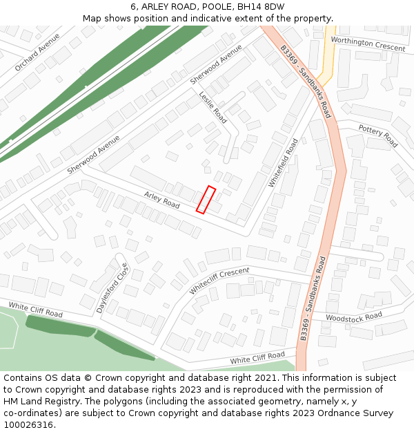 6, ARLEY ROAD, POOLE, BH14 8DW: Location map and indicative extent of plot