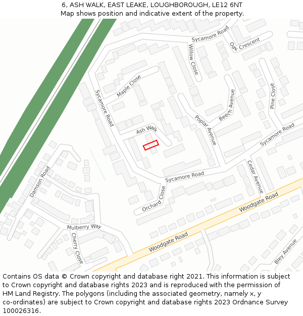 6, ASH WALK, EAST LEAKE, LOUGHBOROUGH, LE12 6NT: Location map and indicative extent of plot