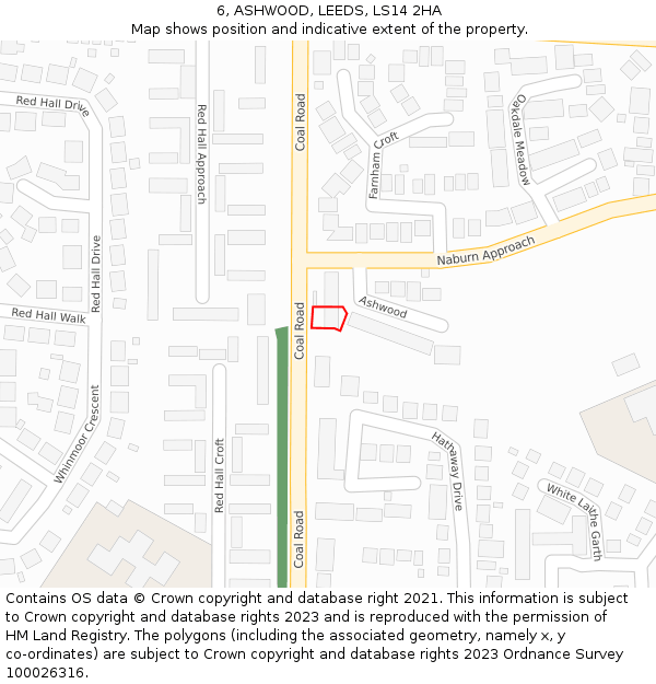 6, ASHWOOD, LEEDS, LS14 2HA: Location map and indicative extent of plot
