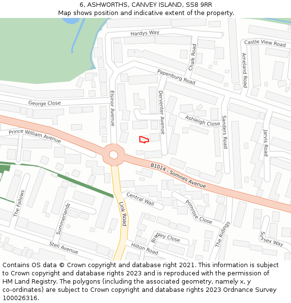 6, ASHWORTHS, CANVEY ISLAND, SS8 9RR: Location map and indicative extent of plot