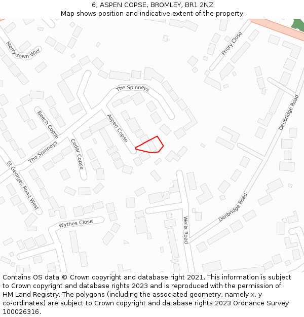 6, ASPEN COPSE, BROMLEY, BR1 2NZ: Location map and indicative extent of plot