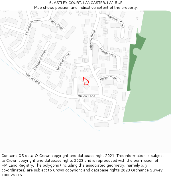 6, ASTLEY COURT, LANCASTER, LA1 5UE: Location map and indicative extent of plot