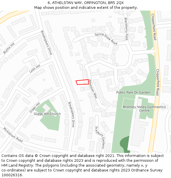6, ATHELSTAN WAY, ORPINGTON, BR5 2QX: Location map and indicative extent of plot