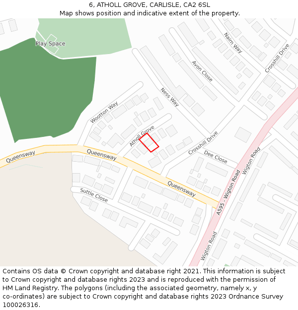 6, ATHOLL GROVE, CARLISLE, CA2 6SL: Location map and indicative extent of plot