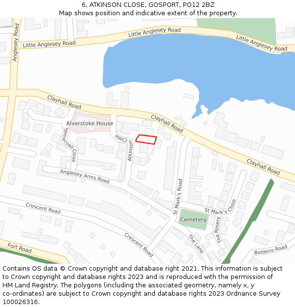 6, ATKINSON CLOSE, GOSPORT, PO12 2BZ: Location map and indicative extent of plot