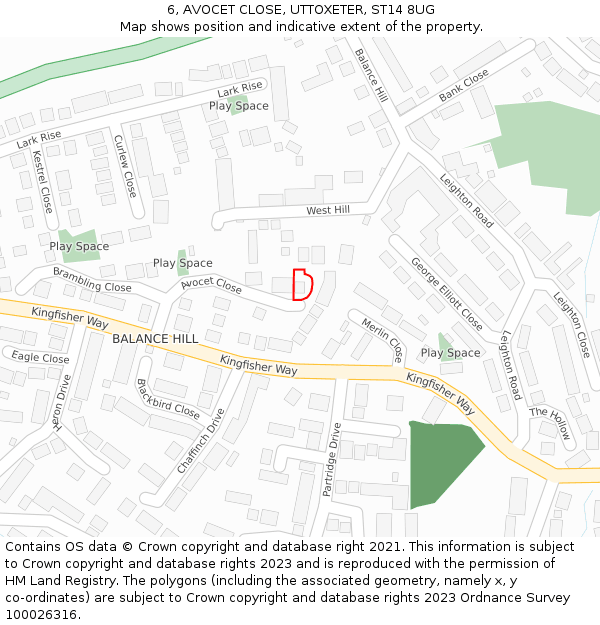 6, AVOCET CLOSE, UTTOXETER, ST14 8UG: Location map and indicative extent of plot