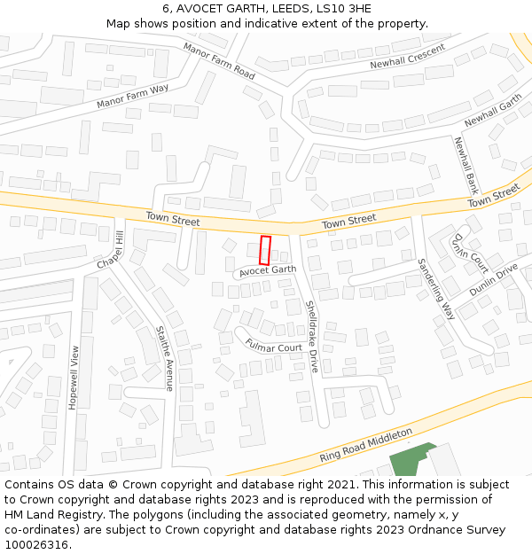 6, AVOCET GARTH, LEEDS, LS10 3HE: Location map and indicative extent of plot
