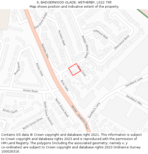 6, BADGERWOOD GLADE, WETHERBY, LS22 7XR: Location map and indicative extent of plot