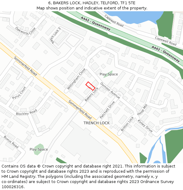 6, BAKERS LOCK, HADLEY, TELFORD, TF1 5TE: Location map and indicative extent of plot