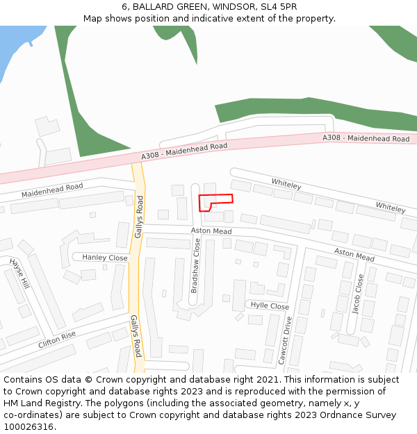 6, BALLARD GREEN, WINDSOR, SL4 5PR: Location map and indicative extent of plot
