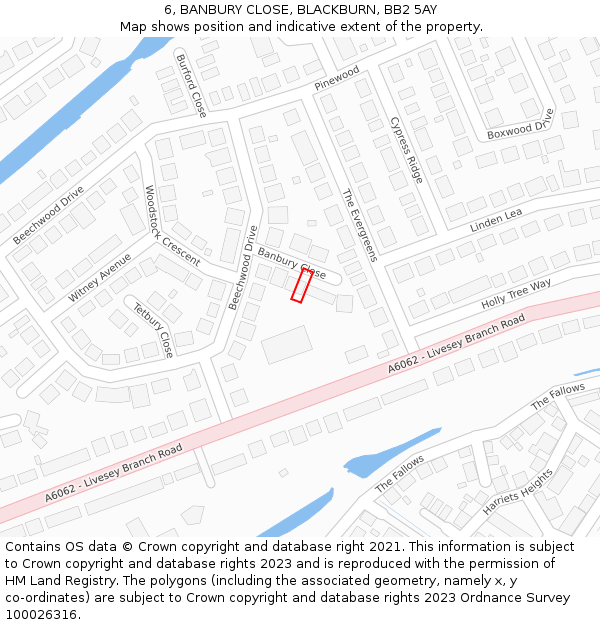 6, BANBURY CLOSE, BLACKBURN, BB2 5AY: Location map and indicative extent of plot