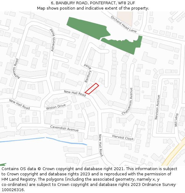 6, BANBURY ROAD, PONTEFRACT, WF8 2UF: Location map and indicative extent of plot