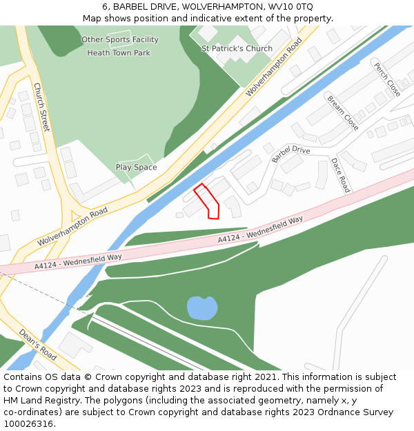 6, BARBEL DRIVE, WOLVERHAMPTON, WV10 0TQ: Location map and indicative extent of plot
